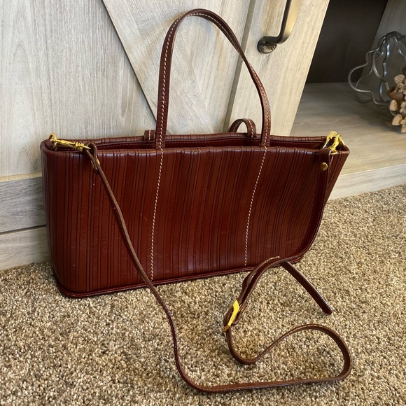 Vintage CEM Brown Leather 80's/90's Shoulder Handled Crossbody Handbag - Picture 1 of 14